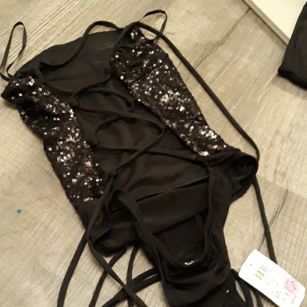 Windsor top sequin body suit laced back brand new